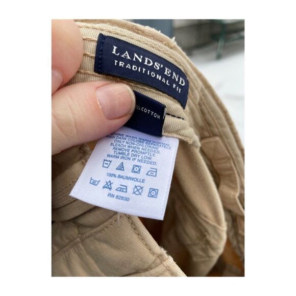 Lands' End Traditional Fit Cargo Pants Trousers Tan Sz 36 100% Cotton 7 Pocket - Picture 4 of 5